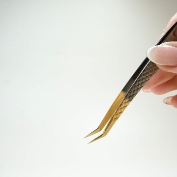 Angled Shaped Gold & Grey Tweezer